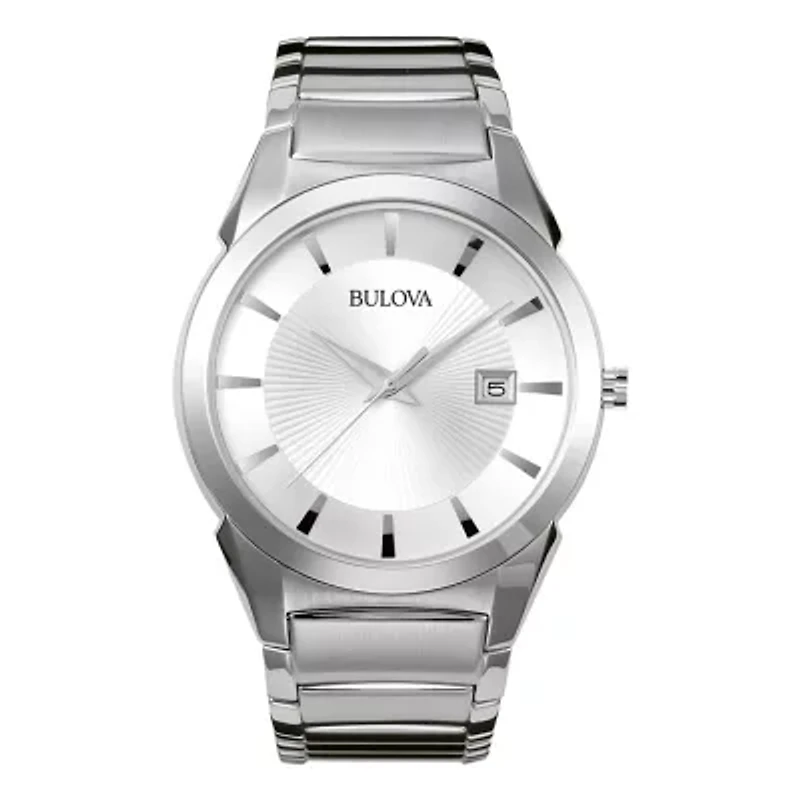 Bulova Mens Silver Tone Stainless Steel Bracelet Watch 96b015