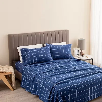 Linery Turkish Cotton Print Flannel Wrinkle Resistant Sheet Set