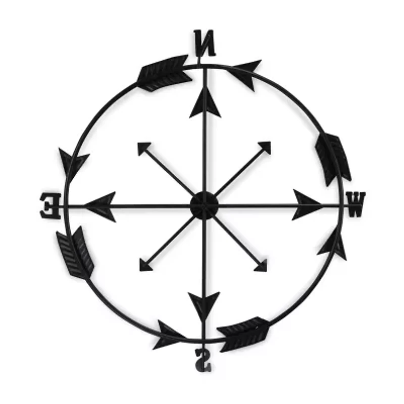 Cheungs Compass With Golden Arrow Accents Metal Wall Art