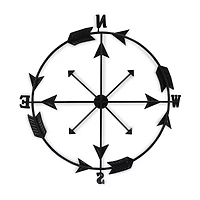 Cheungs Compass With Golden Arrow Accents Metal Wall Art