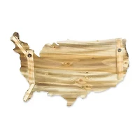 Hanging Mixed Media Wood And USA Metal Wall Art