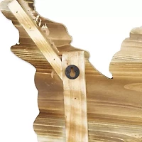 Hanging Mixed Media Wood And USA Metal Wall Art
