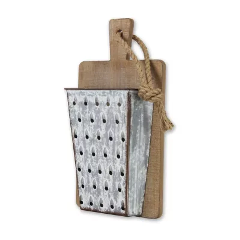 Cheungs Wood And  Cheese Grater On Cutting Board Décor Metal Wall Art