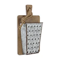 Cheungs Wood And  Cheese Grater On Cutting Board Décor Metal Wall Art