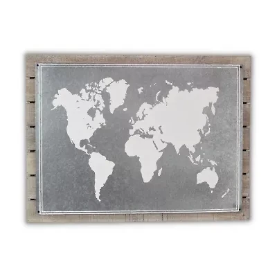 Wood Plank With Epoxy Printed Map Wall Art