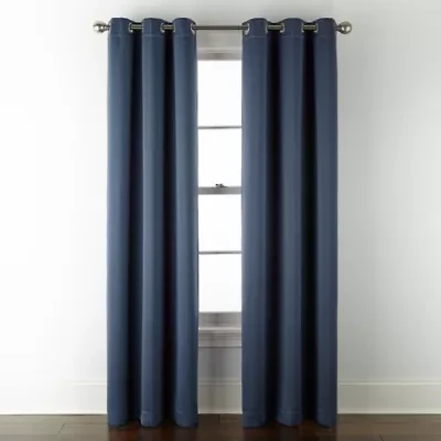 Broadhaven Geneva Solid Grommet Top Blackout Single Curtain Panel