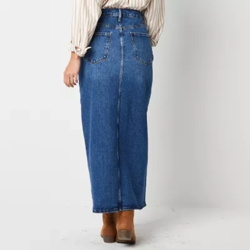 a.n.a Womens Tall High Rise Long Denim Skirt