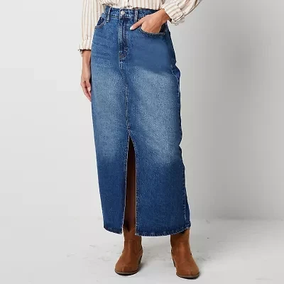 a.n.a Womens Tall High Rise Long Denim Skirt