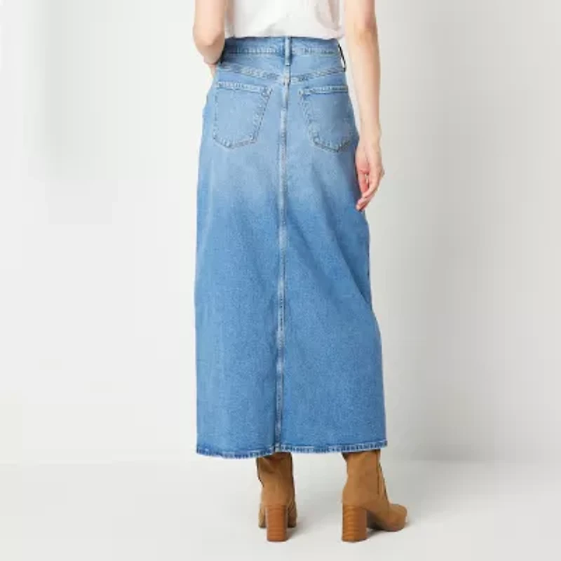 a.n.a Womens High Rise Long Denim Skirt Tall
