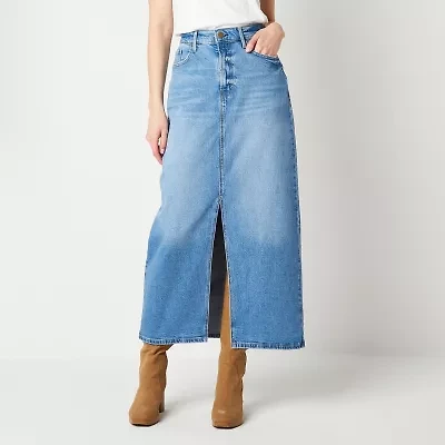 a.n.a Womens High Rise Long Denim Skirt Tall