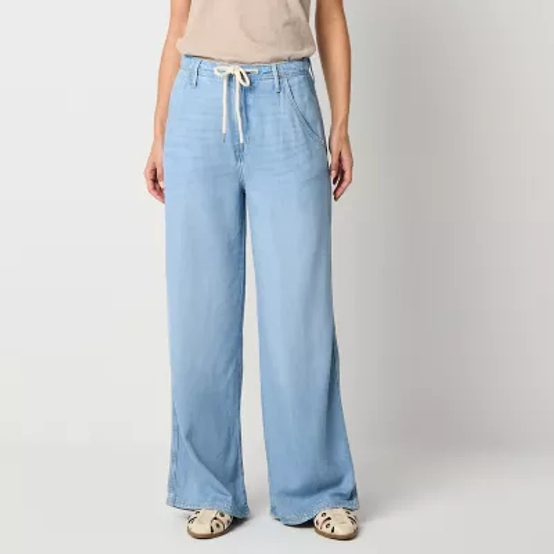 a.n.a Tall Soft Drape Womens High Rise Wide Leg Jean