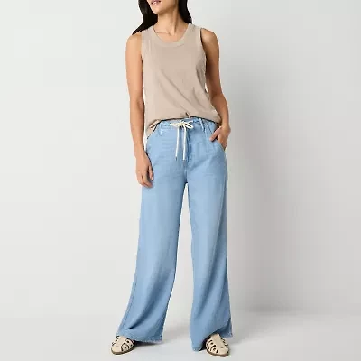 a.n.a Tall Soft Drape Womens High Rise Wide Leg Jean