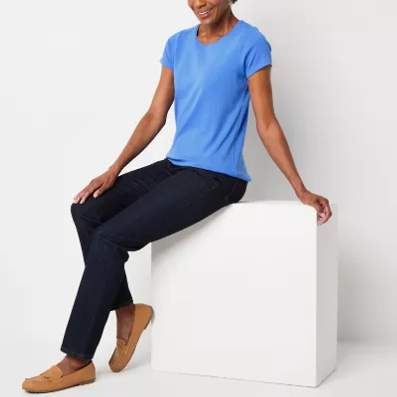 St. John's Bay Womens Crew Neck Short Sleeve Tall T-Shirt