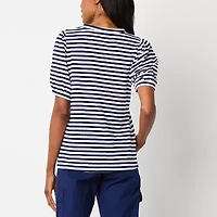 St. John's Bay Womens Split Crew Neck Short Sleeve Tall T-Shirt