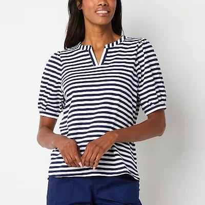 St. John's Bay Womens Split Crew Neck Short Sleeve Tall T-Shirt