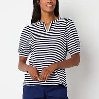 St. John's Bay Womens Split Crew Neck Short Sleeve Tall T-Shirt