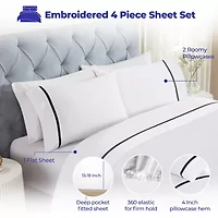 SUPERIOR® Riverton Cotton Cross Stitch Embroidery 320tc Deep Pocket Sheet Set