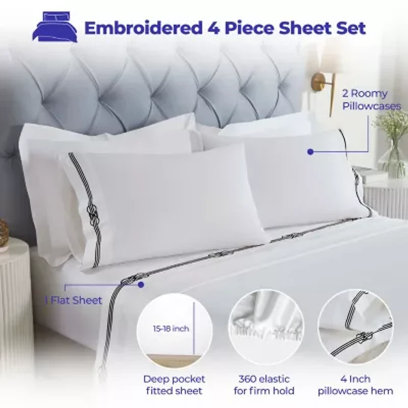 SUPERIOR® Moonlawn Cotton Elegant Embroidery 320tc Deep Pocket Sheet Set