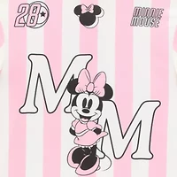 Womens Juniors V Neck Short Sleeve Minnie Mouse Jersey