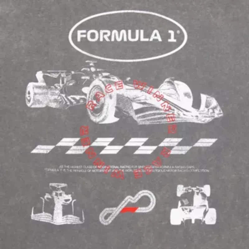 Formula 1 Womens Juniors Crew Neck Short Sleeve Oversized Graphic T-Shirt