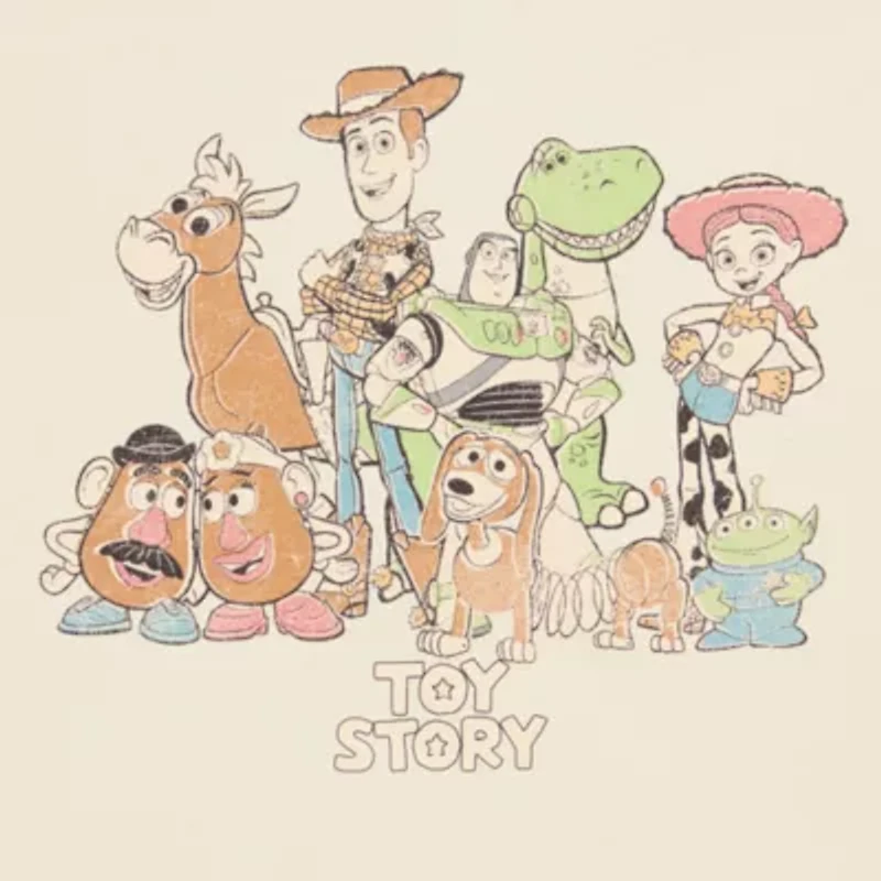Boyfriend Tee Womens Juniors Crew Neck Short Sleeve Loose Fit Toy Story Graphic T-Shirt