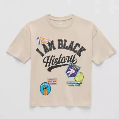 Hope & Wonder Black History Month I Am Little Big Kid Unisex Crew Neck Short Sleeve Regular Fit Graphic T-Shirt