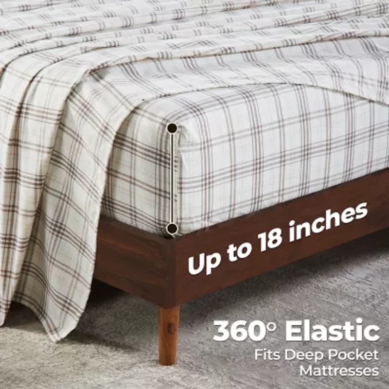 SUPERIOR® Plaid Cotton Flannel Rustic Warm Deep Pocket Sheet Set