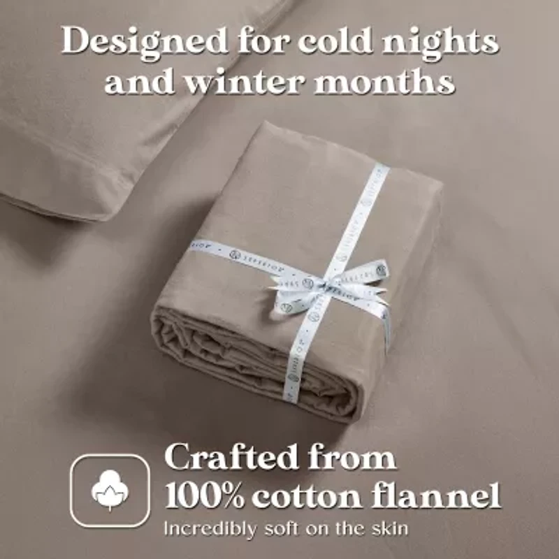 SUPERIOR® Rome Cotton Flannel Solid Warm Deep Pocket Sheet Set