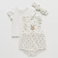 Disney Baby Girls 3-pc. Winnie The Pooh Shortall Set