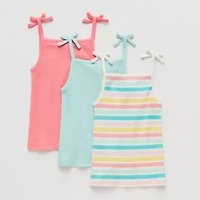 Okie Dokie Toddler & Little Girls Straight Neck Sleeveless 3 Pack Tank Top