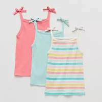 Okie Dokie Toddler & Little Girls Straight Neck Sleeveless 3 Pack Tank Top