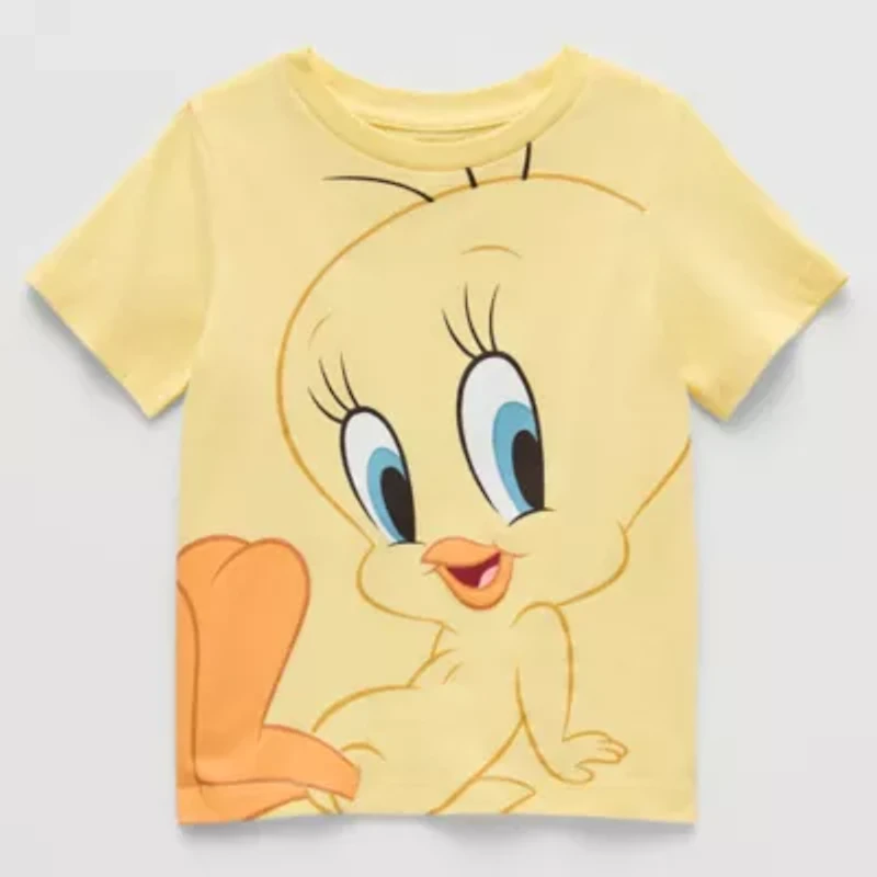 Toddler Girls Crew Neck Short Sleeve Regular Fit Looney Tunes Graphic T-Shirt
