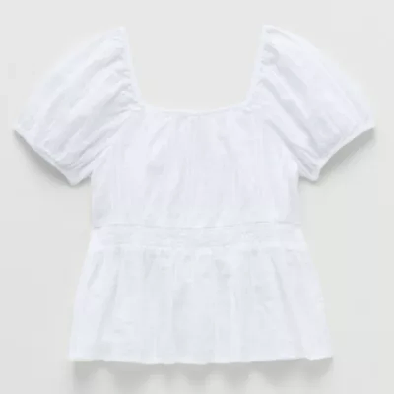 Thereabouts Little & Big Kid Girls Square Neck Short Sleeve Babydoll Top