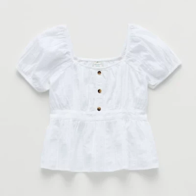 Thereabouts Little & Big Kid Girls Square Neck Short Sleeve Babydoll Top