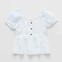 Thereabouts Little & Big Kid Girls Square Neck Short Sleeve Babydoll Top