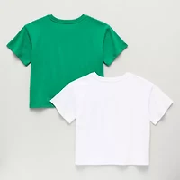 Thereabouts Little & Big Kid Girls Easy-on + Easy-off Hidden Access Opening Crew Neck Short Sleeve Adaptive Boxy Fit 2-pc. Graphic T-Shirt