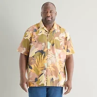 mutual weave Mens Short Sleeve Big and Tall Camp Shirt