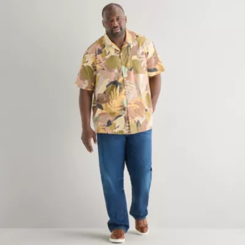 mutual weave Mens Short Sleeve Big and Tall Camp Shirt