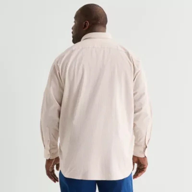 Stafford Chambray Mens Long Sleeve Big and Tall Button-Down Shirt