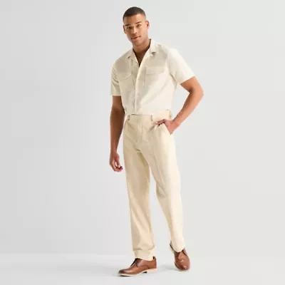 J. Ferrar Textured Mens Straight Fit Flat Front Pant
