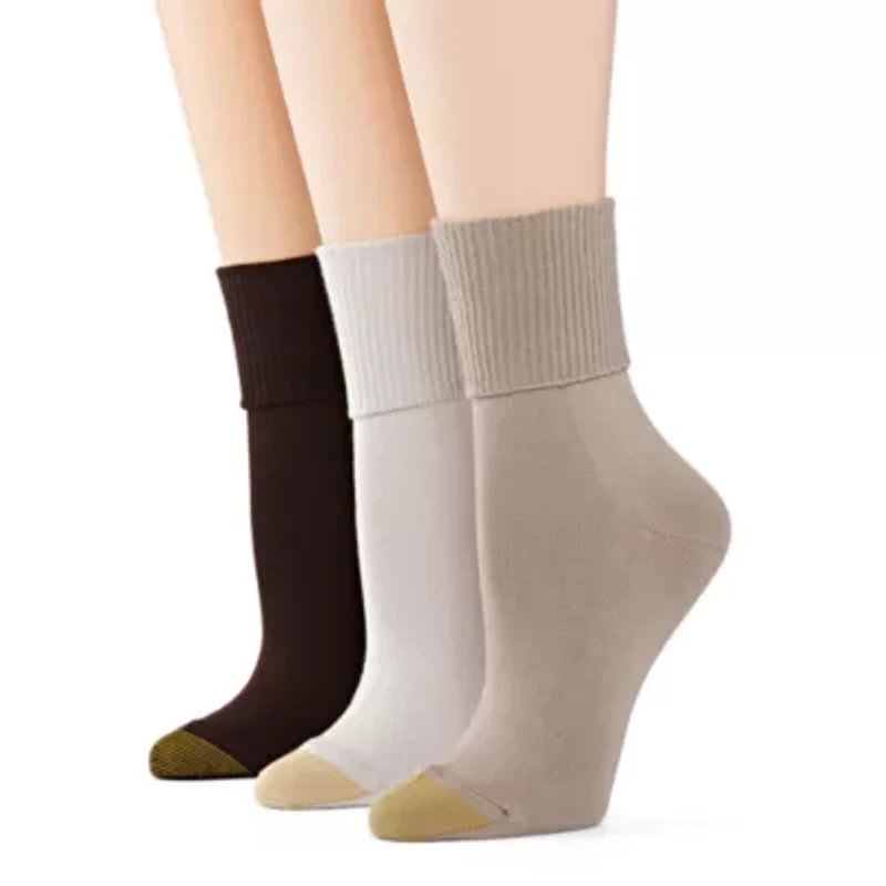 Gold Toe Ultra Soft Womens Multi-Pack 3 Pair Turncuff Socks