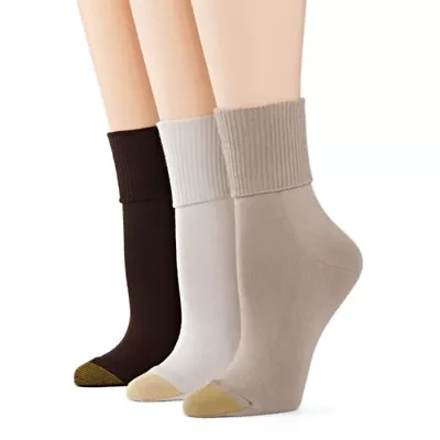 Gold Toe Ultra Soft Womens Multi-Pack 3 Pair Turncuff Socks