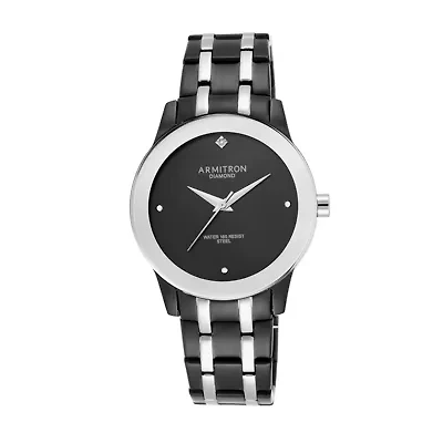 Armitron® Mens Black Diamond-Accent Bracelet Watch