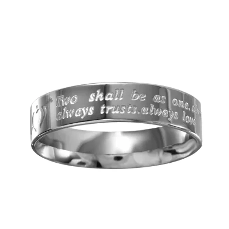 Mens Stainless Steel Inscribed Wedding Band
