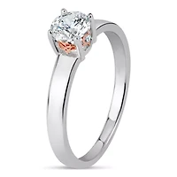 Womens 1 CT. T.W. White Zirconia Sterling Silver Round Solitaire Engagement Ring