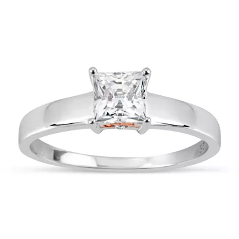 Womens / CT. T.W. White Zirconia Sterling Silver Square Solitaire Cocktail Ring