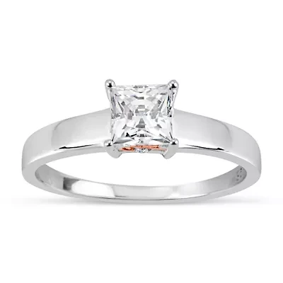 Womens / CT. T.W. White Zirconia Sterling Silver Square Solitaire Cocktail Ring