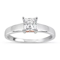 Womens / CT. T.W. White Zirconia Sterling Silver Square Solitaire Cocktail Ring