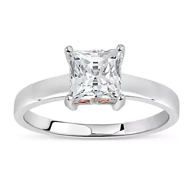 Womens 2 CT. T.W. White Zirconia Sterling Silver Square Solitaire Cocktail Ring