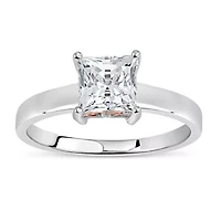 Womens 2 CT. T.W. White Zirconia Sterling Silver Square Solitaire Cocktail Ring